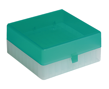 Förvaringsbox 100-pos, PP, för 0.5-2.0 ml mikrorör, grönt lock