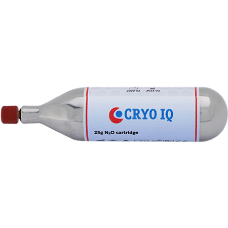 Gasbehållare 25 gram, N2O med ventil  för Cryoalfa LUX